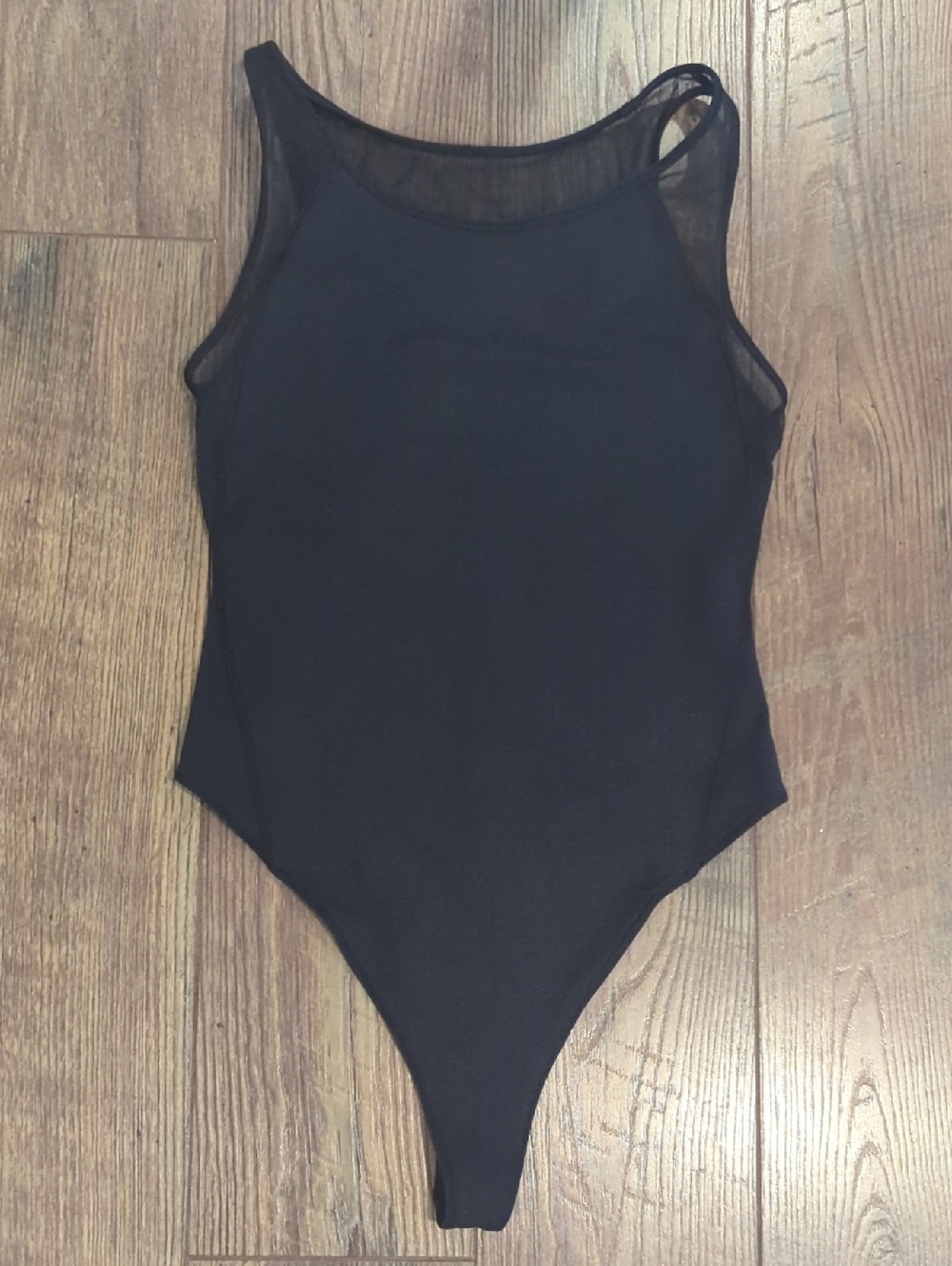 Lululemon Black Sheer Trim Sleeveless Bodysuit